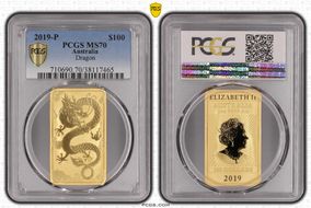 2019-P $100 Dragon Au MS70
