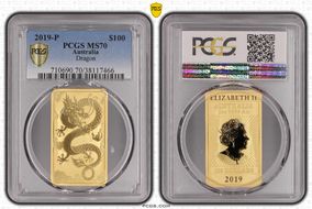 2019-P $100 Dragon Au MS70