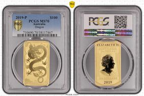 2019-P $100 Dragon Au MS70