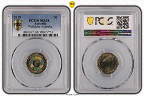 2019 $2 Wallabies Australia Colorized MS68