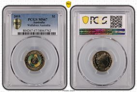 2019 $2 Wallabies Australia Colorized MS67