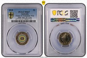 2018 $2 Dome of Australian War 30th Ann. $2 Coin Colorized MS67