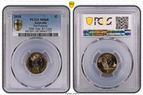 2018 $2 3rd Portrait 30th Ann. $2 Coin MS68