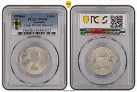 1953(m) Florin Large Reverse Denticles MS64