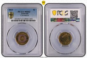2013 $2 Coronation Colorized MS63