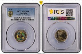 2019 $2 Wallabies Australia Colorized MS68