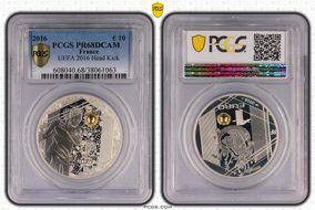 2016 € 10 UEFA 2016 Head Kick PR68DCAM