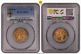 1909-D $5 MS62