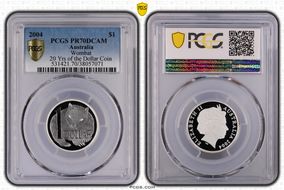 2004 $1 Wombat Ag 20 Yrs of the Dollar Coin PR70DCAM