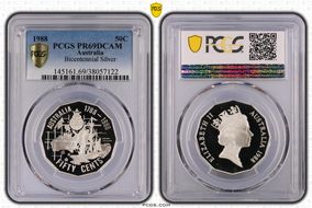 1988 50C Bicentennial Ag PR69DCAM