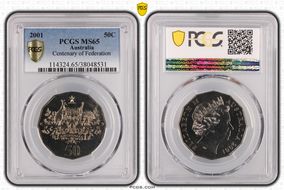 2001 50C Centenary of Federation MS65