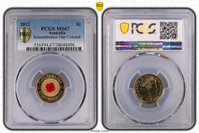 2012 $2 Remembrance Day Colorized MS67