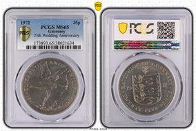 1972 25p 25th Wedding Anniversary MS65