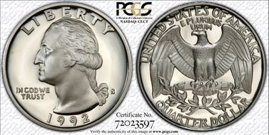 1992-S 25C Silver PR70DCAM