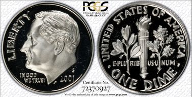 2001-S 10C Silver PR70DCAM