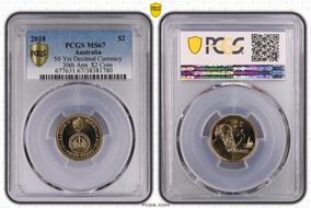 2018 $2 50 Yrs Decimal Currency 30th Ann. $2 Coin MS67