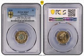2018 $2 Remembrance Day Rosemary 30th Ann. $2 Coin Colorized MS67