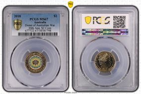 2018 $2 Dome of Australian War 30th Ann. $2 Coin Colorized MS67