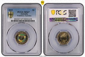 2019 $2 Wallabies Australia Colorized MS67