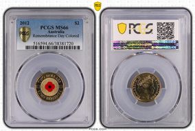2012 $2 Remembrance Day Colorized MS66