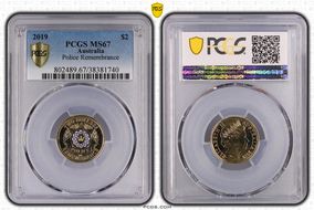 2019 $2 Police Remembrance Colorized MS67