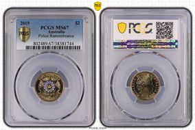 2019 $2 Police Remembrance Colorized MS67