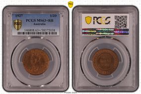1927 1/2D MS63+ RB
