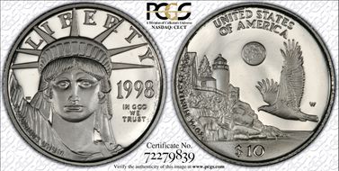 1998-W $10 Statue of Liberty PR69DCAM