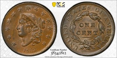 1833 1C Newcomb 3 MS63BN