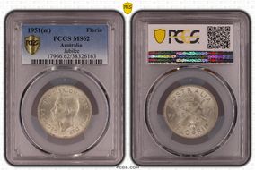 1951(m) Florin Jubilee KM-47  Ag MS62