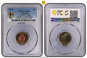 2015 $2 Lest We Forget Colorized Poppy Counterstamp MS68