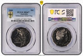 2000 50C Millennium Relief Flag MS67