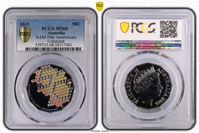 2015 50C RAM 50th Anniversary Colorized MS68