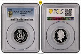 1990 $1 Year of Peace Ag PR69DCAM