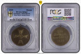 1939 Medal War Merit Medal Brass MS63