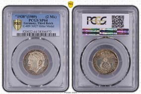 "1938"(1989) (2 Mk) C-409 X-27 Hitler Medal SP64