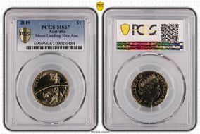 2019 $1 Moon Landing 50th Ann. MS67