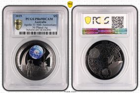 2019 $5 Apollo 11 50th Anniversary Ni Plated Ag PR69DCAM
