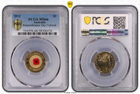 2012 $2 Remembrance Day Colorized MS66