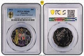 2012 50C Coat of Arms Colorized MS68