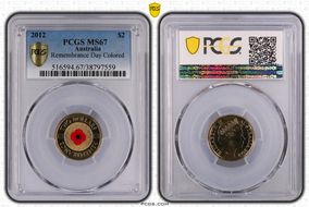 2012 $2 Remembrance Day Colorized MS67