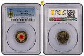 2012 $2 Remembrance Day Colorized MS67