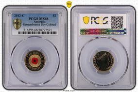 2012-C $2 Remembrance Day Colorized MS68