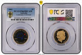 2001 $1 Centenary-Colorized PR69DCAM