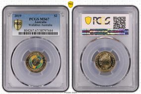 2019 $2 Wallabies Australia Colorized MS67