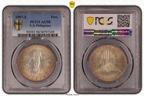 1907-S Peso AU58
