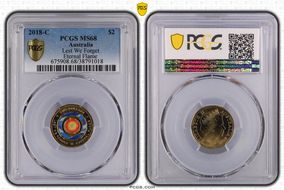 2018-C $2 Lest We Forget Eternal Flame Colorized MS68