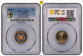 2018-C $2 Lest We Forget Eternal Flame Colorized MS68