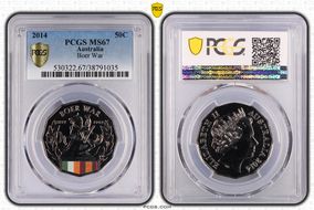 2014 50C Boer War Colorized MS67