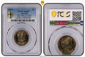 2015 $1 100 Years of Anzac Map Counterstamp MS65